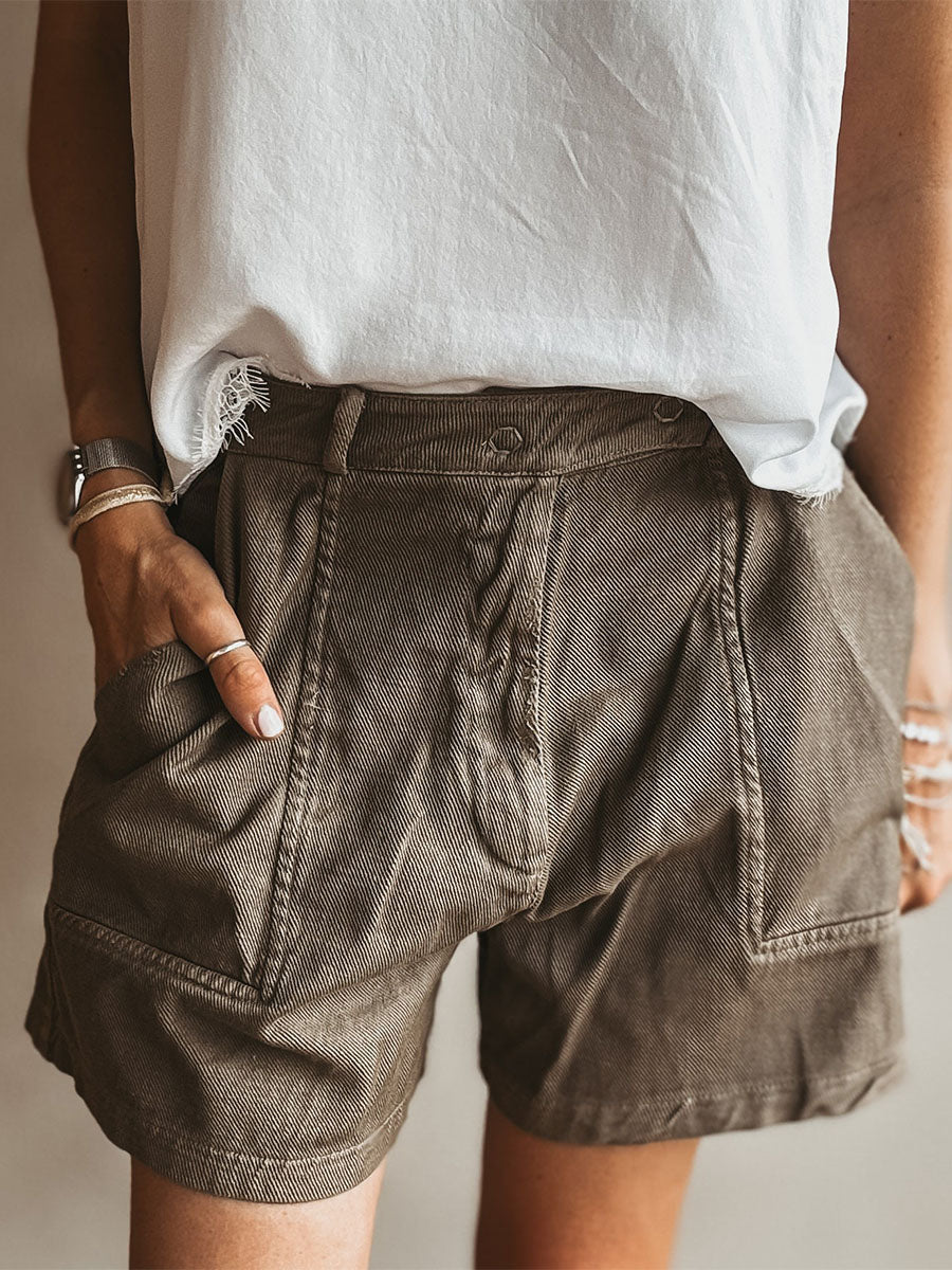 Women's Vintage Wash Utility Pocket Shorts