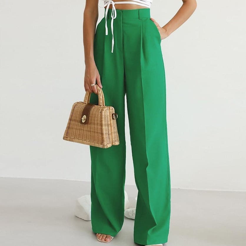 Pleated Wide Leg Palazzo Trousers