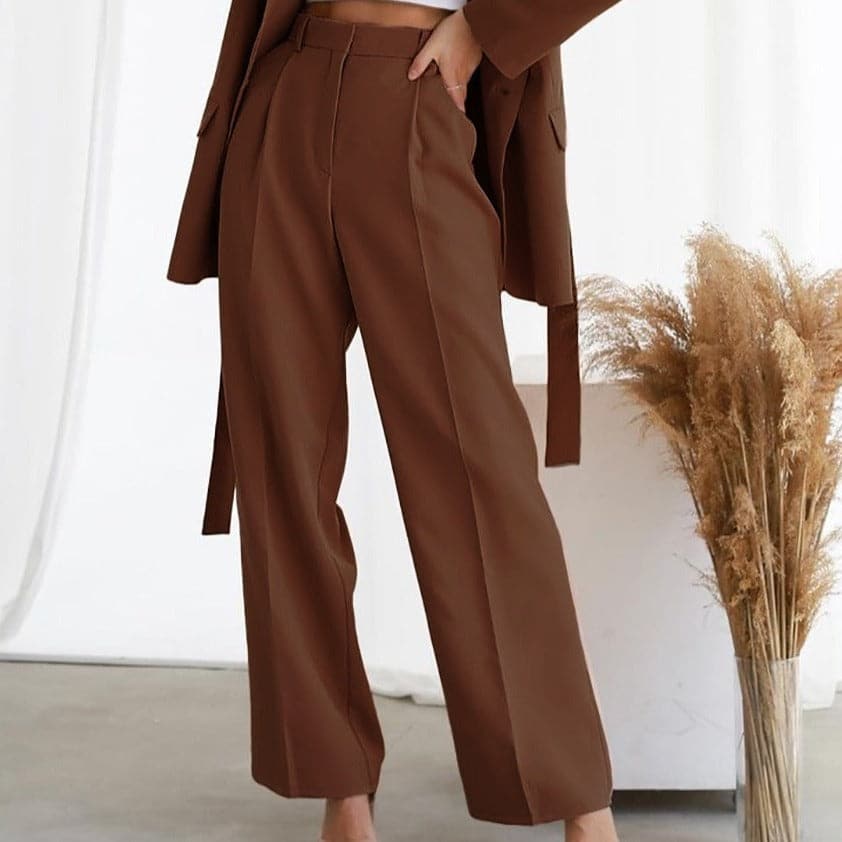 Pleated Wide Leg Palazzo Trousers