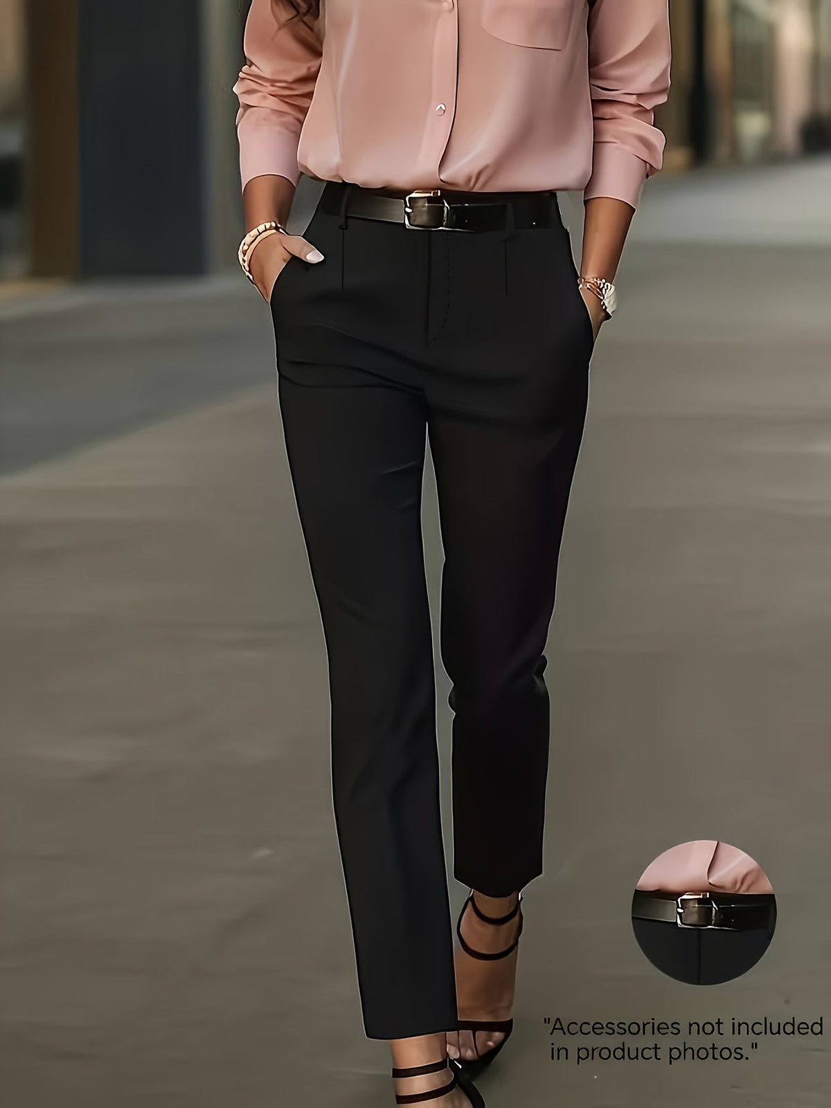 High-Waisted Slim-Fit Pencil Trousers