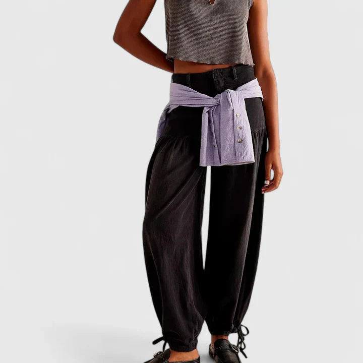 Wide Leg Bohemian Pleated Trousers