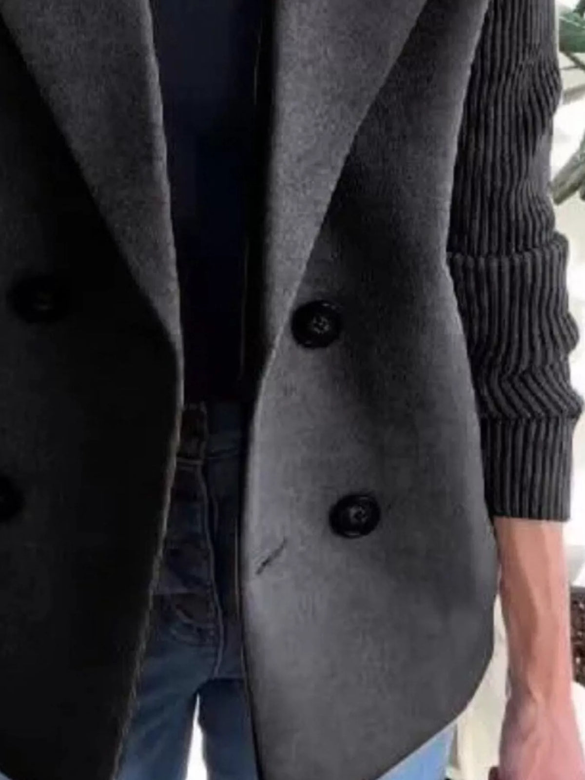 Mid-Length Shawl Collar Overcoat with Buttoned Front