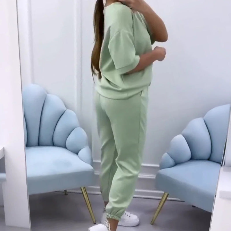 Matching T-Shirt and Jogger Pants Loungewear Set