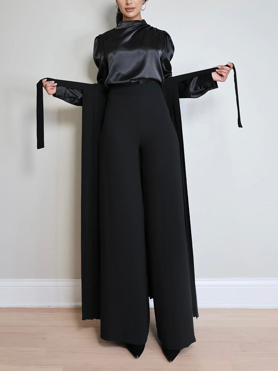 Lovely Pleated Overskirt Pants Set - Clearance Sale