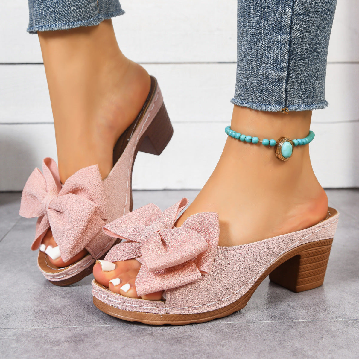 Women's Retro Bow Lightweight Casual Sandals