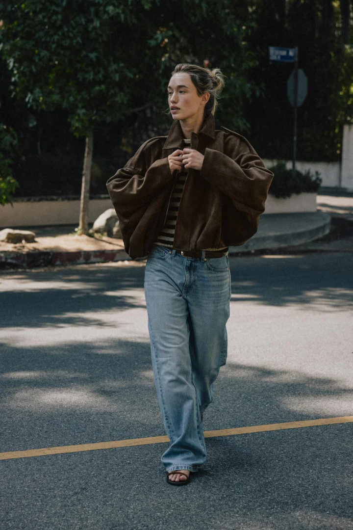 Aurrelia | Textured Oversized Bomber Jacket