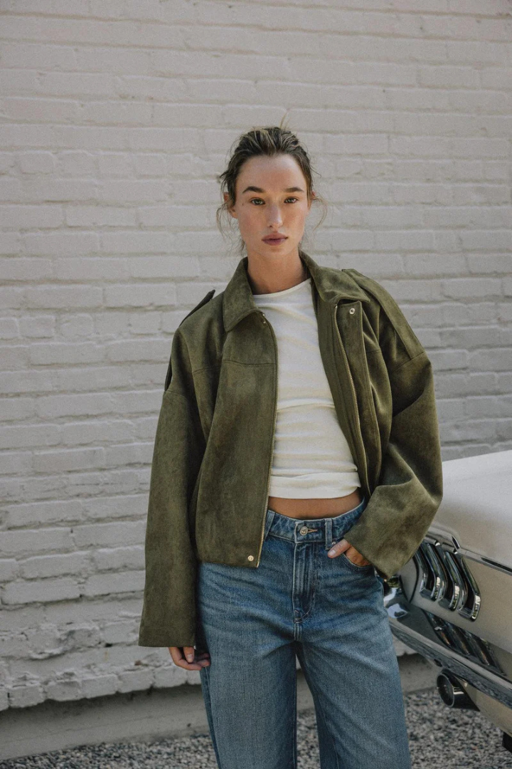 Aurrelia | Textured Oversized Bomber Jacket