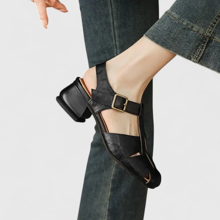 Madella – Elegant Leather Sandals with Block Heel