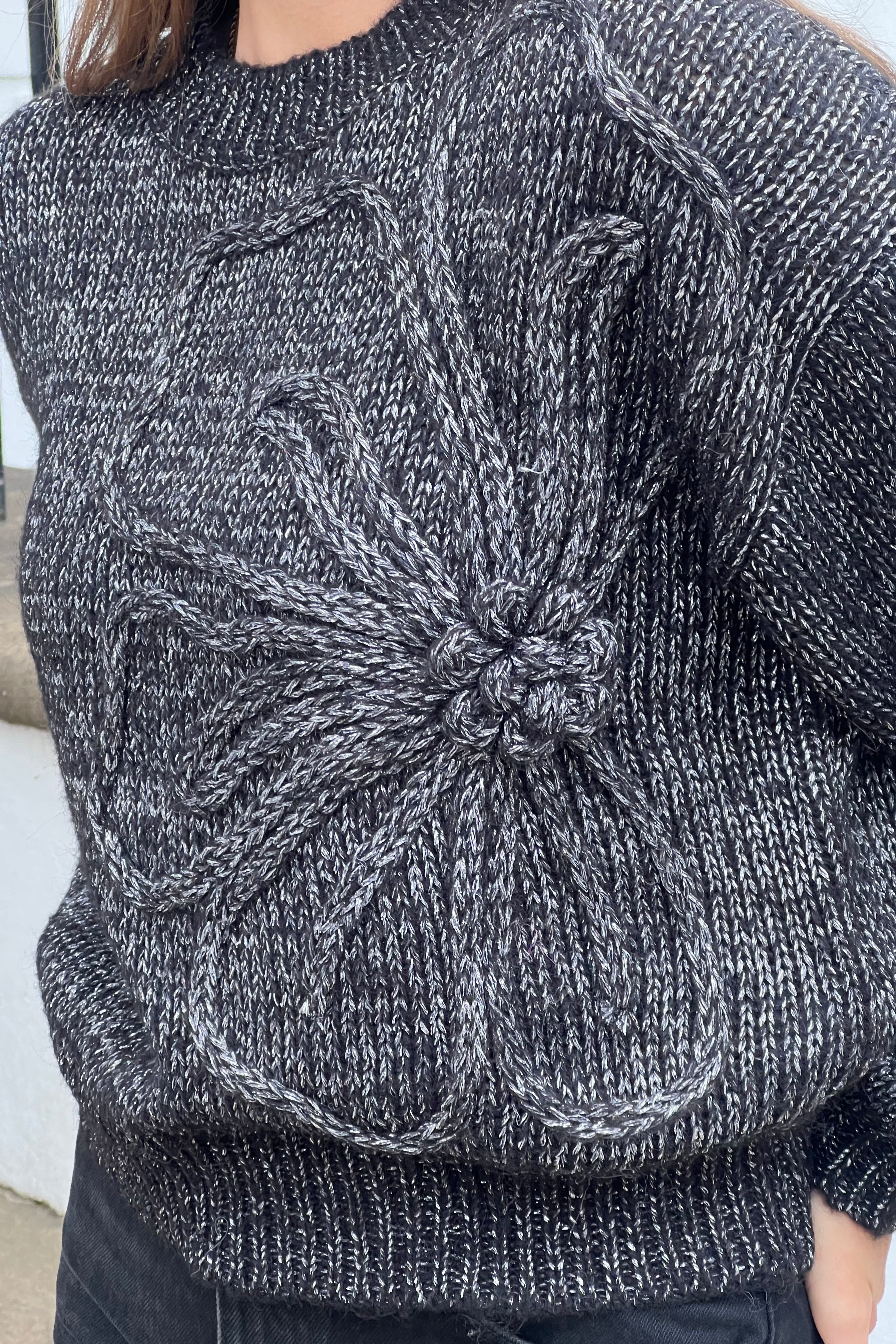 Lunetta Flower Knit Jumper Black
