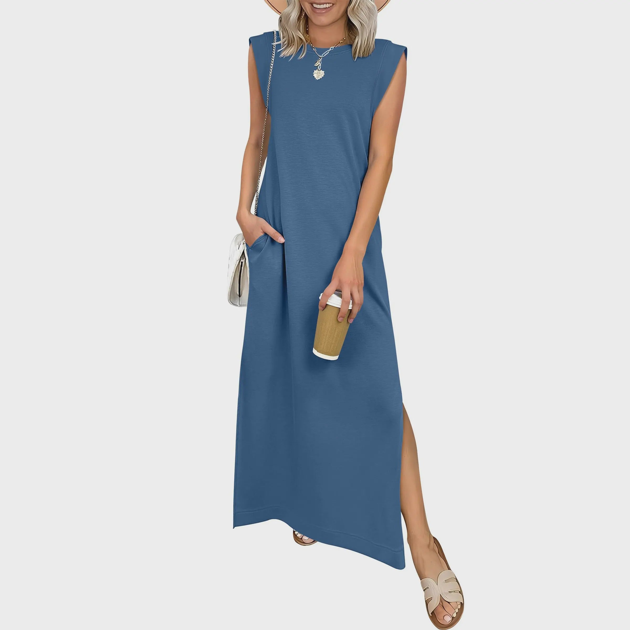 Casual Crew Neck Sleeveless Maxi Dress