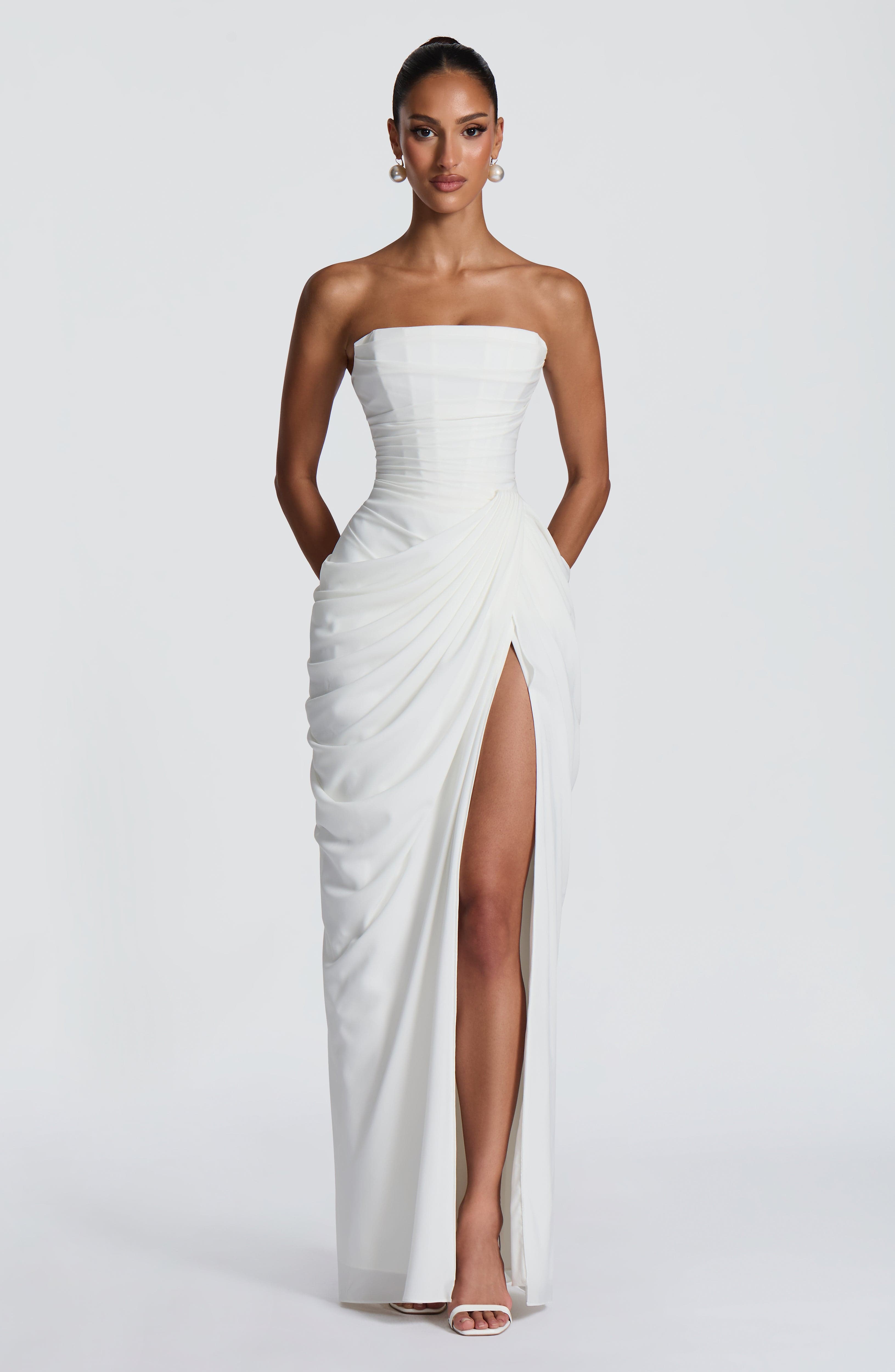 Women's Strapless Maxi Dress With Ruffles