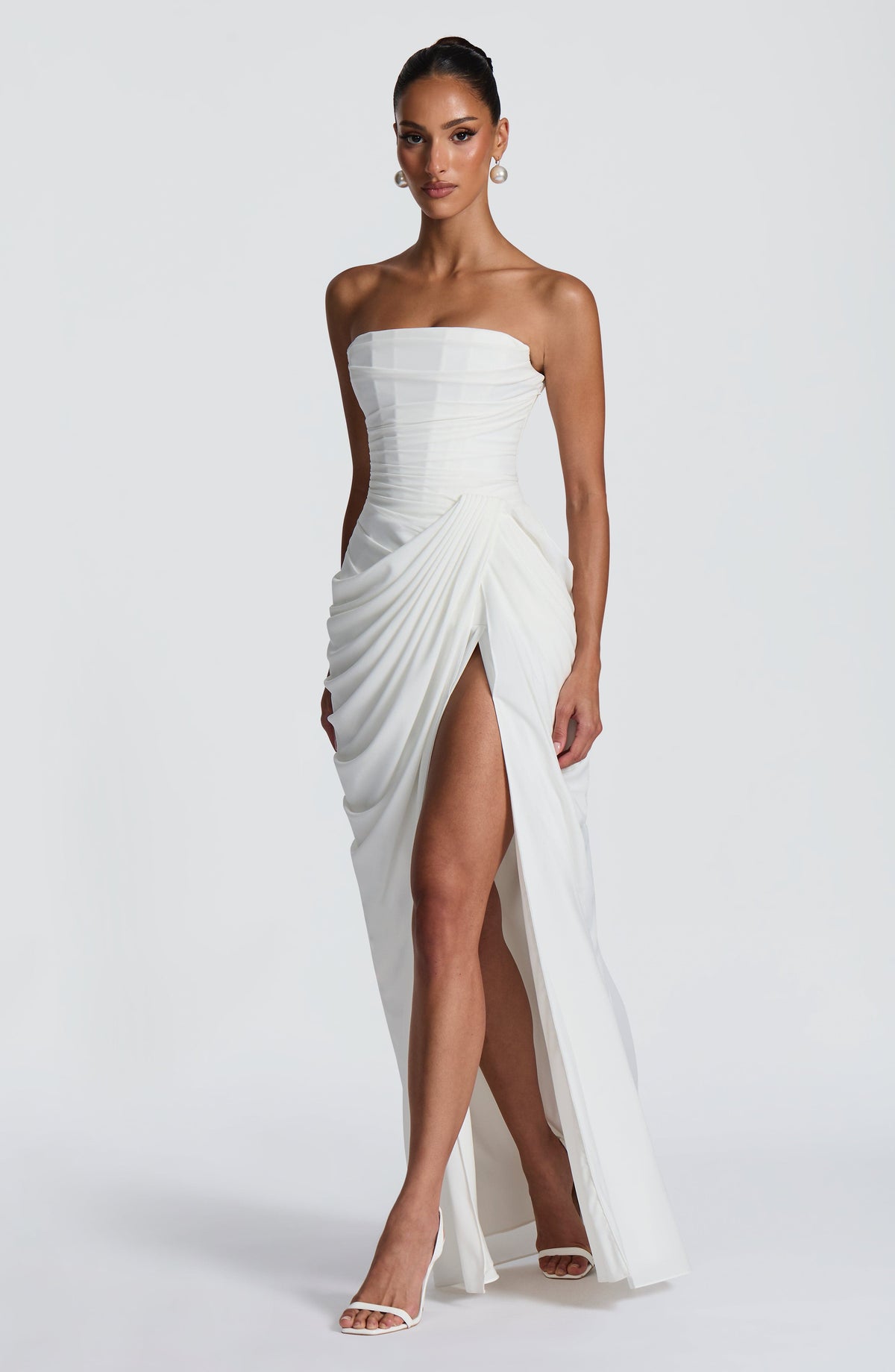 Women's Strapless Maxi Dress With Ruffles