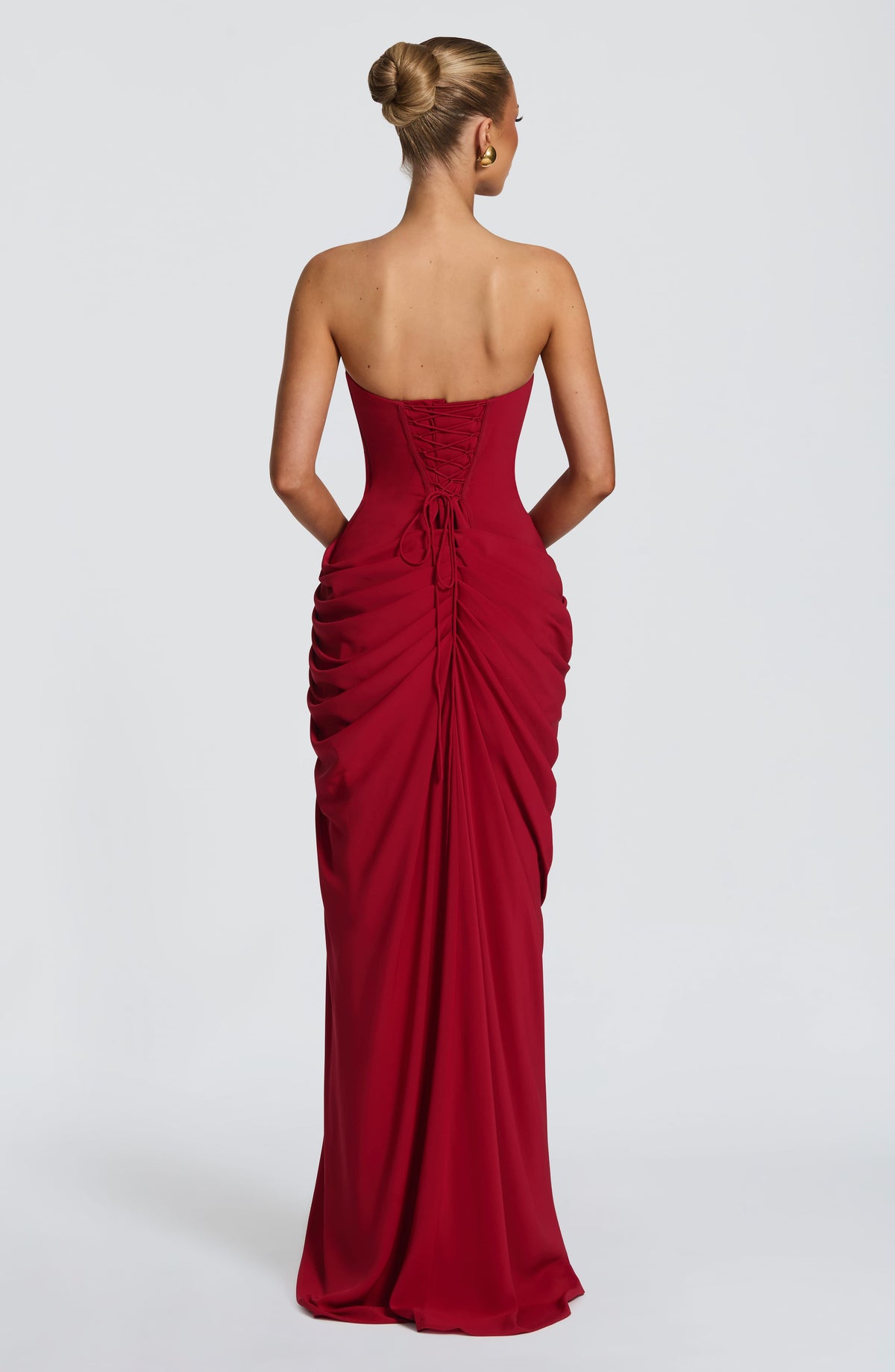 Women's Strapless Maxi Dress With Ruffles