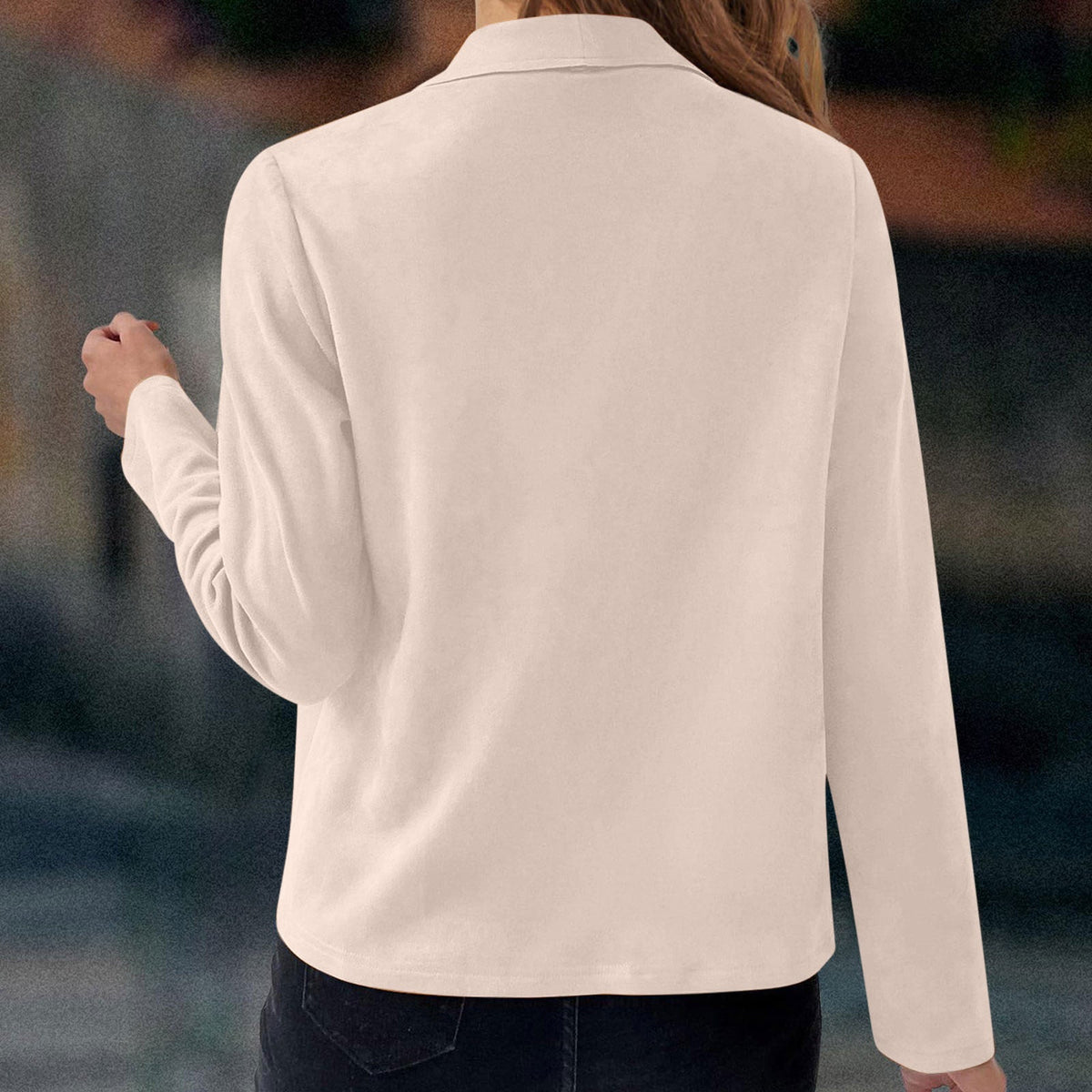 Draped Open Front Jacket with Waterfall Lapel and Cropped Fit
