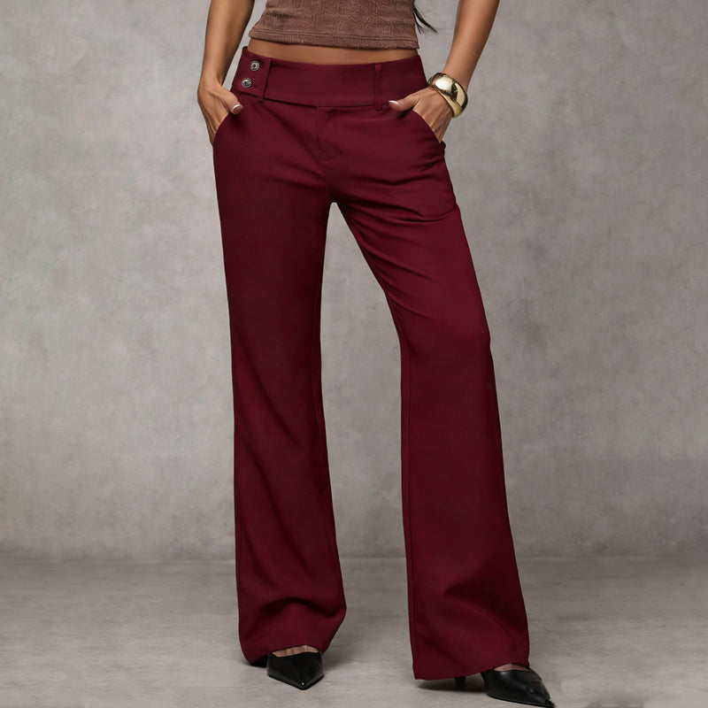 Wide-Leg High Waist Flared Trousers