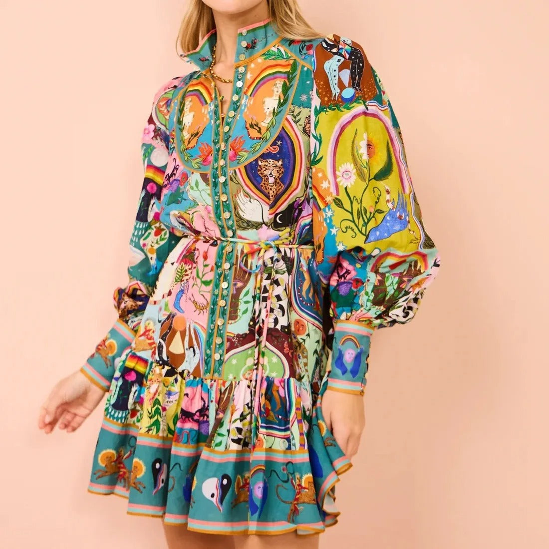 Lysandra™| Tijdloze Mini-jurk met Volle Mouwen