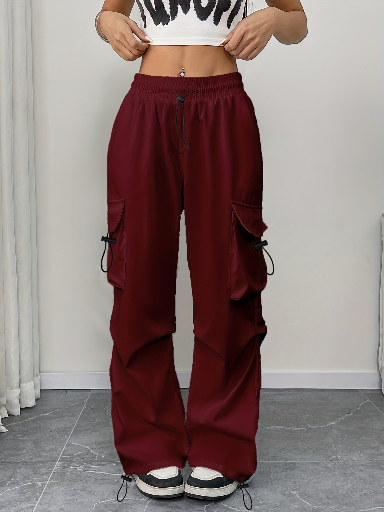 Wide-Leg Cargo Pocket Trousers