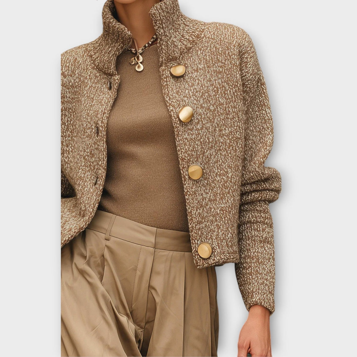 Textured Knit Button-Up Jacket