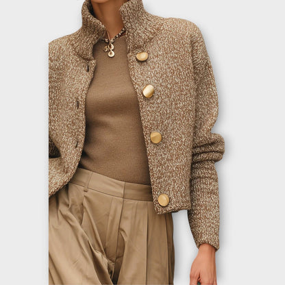 Textured Knit Button-Up Jacket