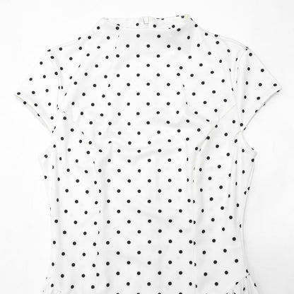 Elegant Polka-Dot Print Round-Neck Maxi Dress