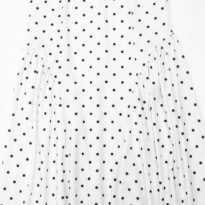 Elegant Polka-Dot Print Round-Neck Maxi Dress