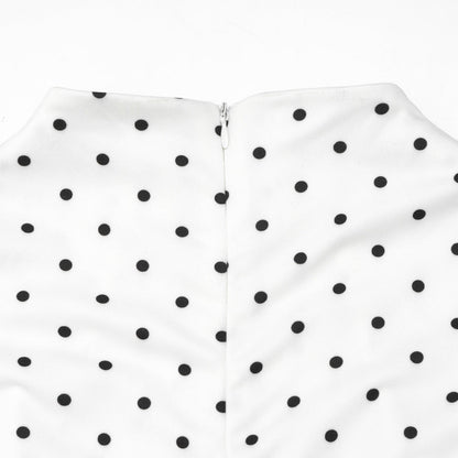 Elegant Polka-Dot Print Round-Neck Maxi Dress
