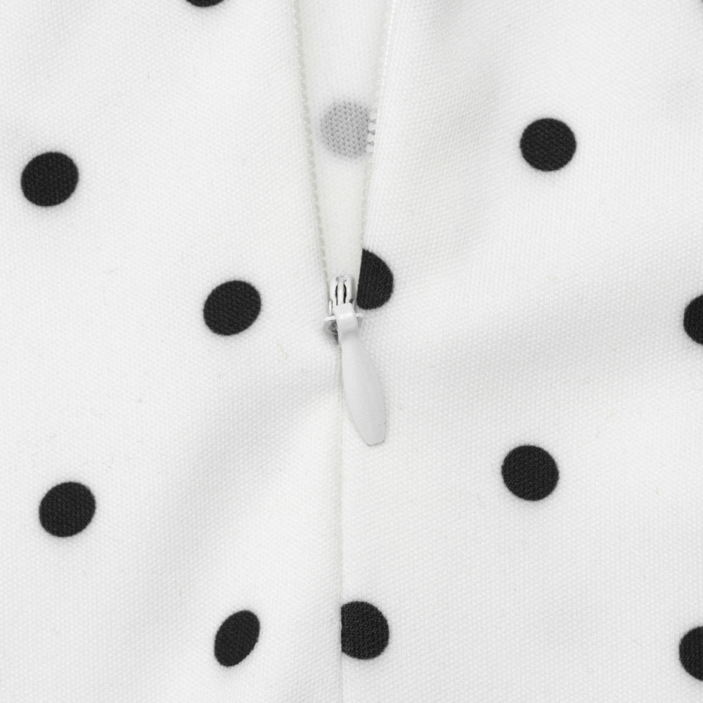 Elegant Polka-Dot Print Round-Neck Maxi Dress