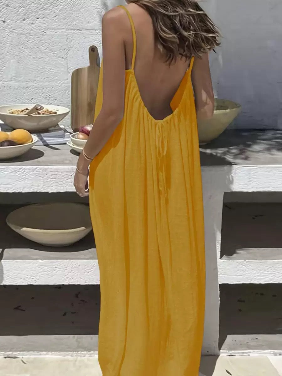 Midnight Whisper Backless Lounge Dress