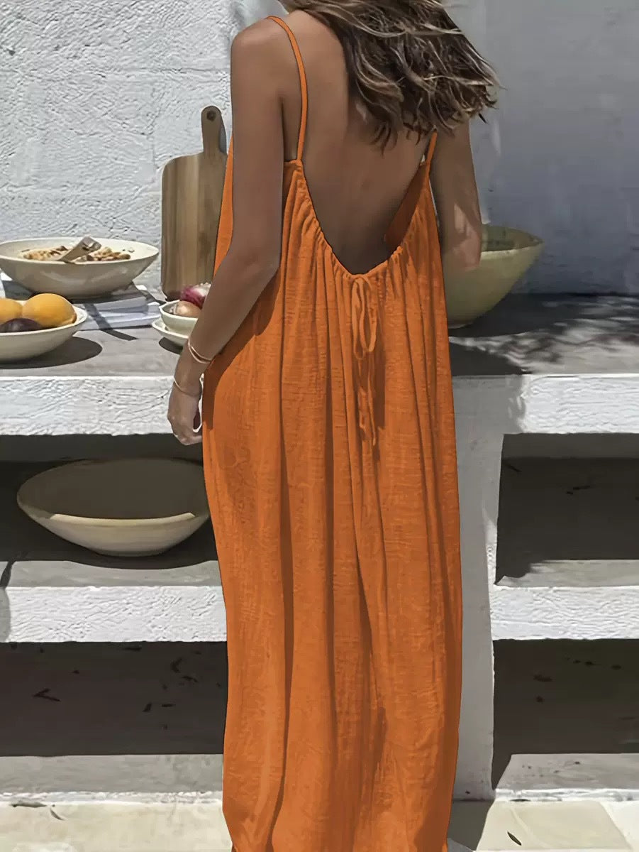 Midnight Whisper Backless Lounge Dress