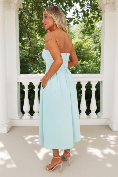 Mint Bandeau A-Line Skirt Midi Dress