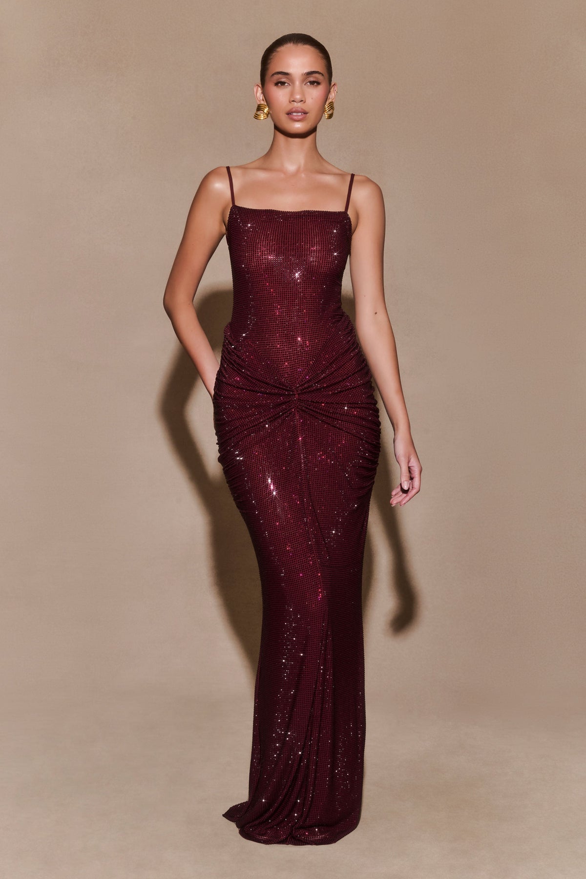Roisin Satin Diamanté Maxi Dress