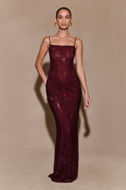 Roisin Satin Diamanté Maxi Dress