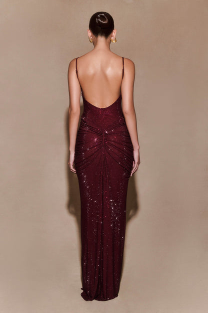 Roisin Satin Diamanté Maxi Dress