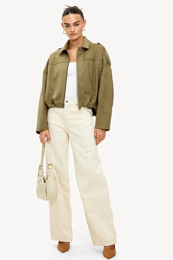 Aurrelia | Textured Oversized Bomber Jacket