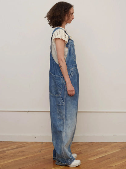 Oversized Vintage Wash Wide Leg Bib Overalls