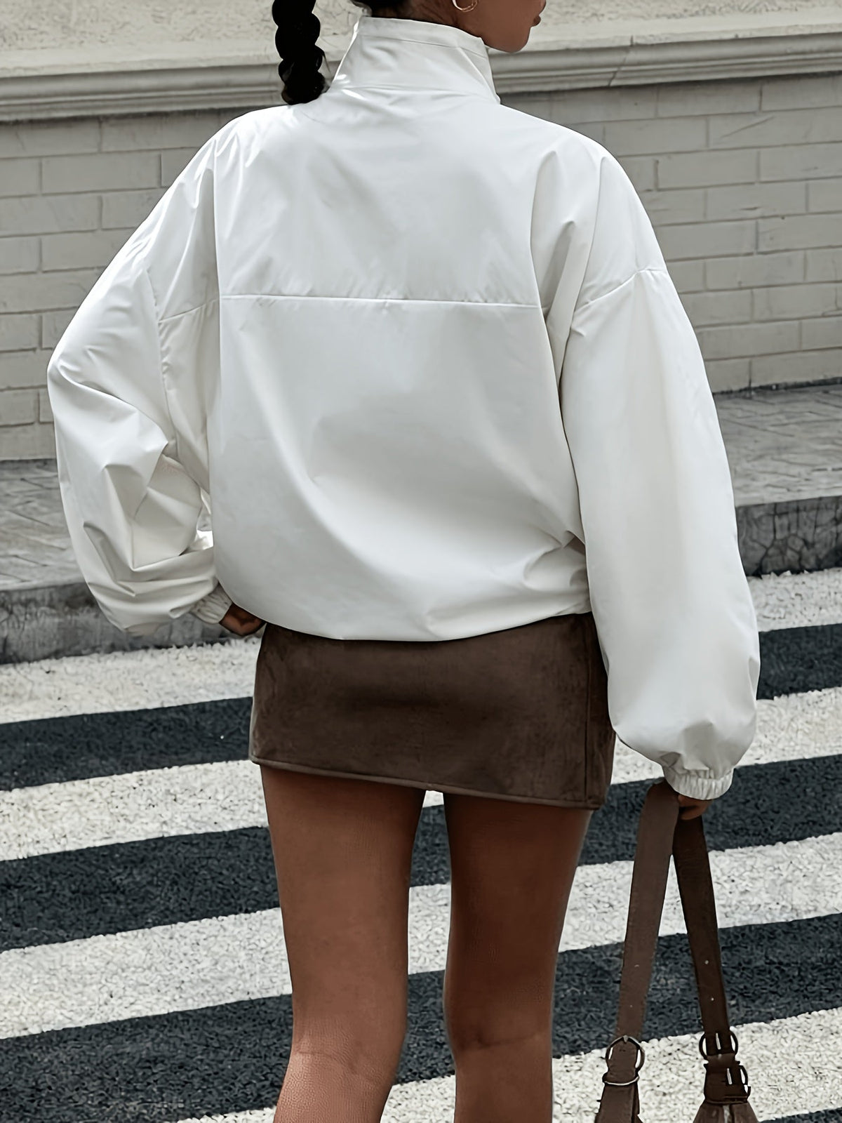 Lightweight Short Windbreaker Jacket with Drawstring Waist