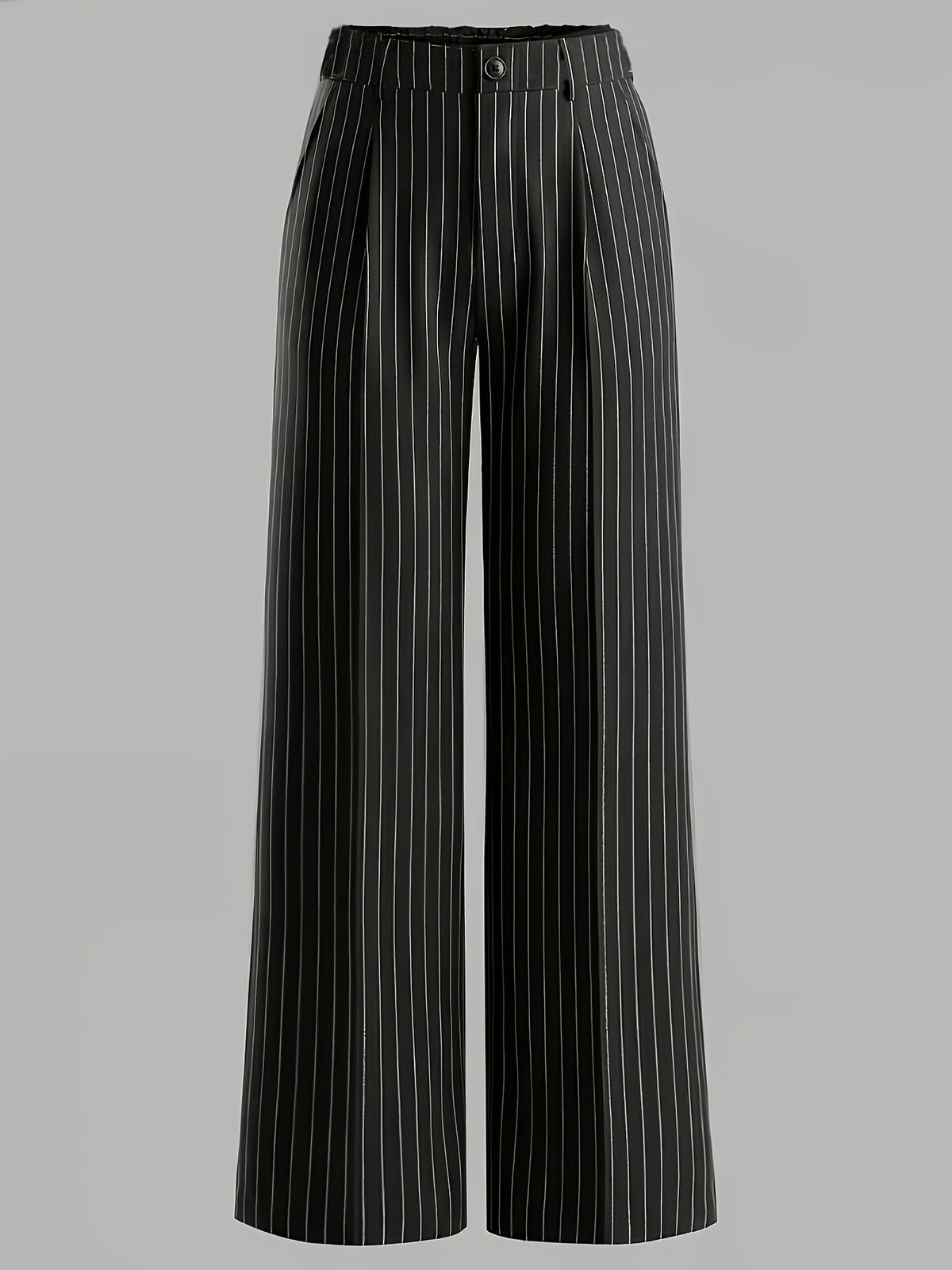 Striped Slim Fit Straight Leg Office Trousers