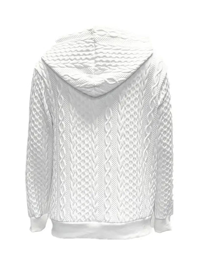 Vintage Jacquard Zip-Up Hooded Jacket