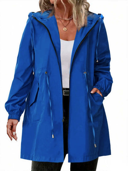 Hooded Full-Zip Drawstring Coat, Plus Size