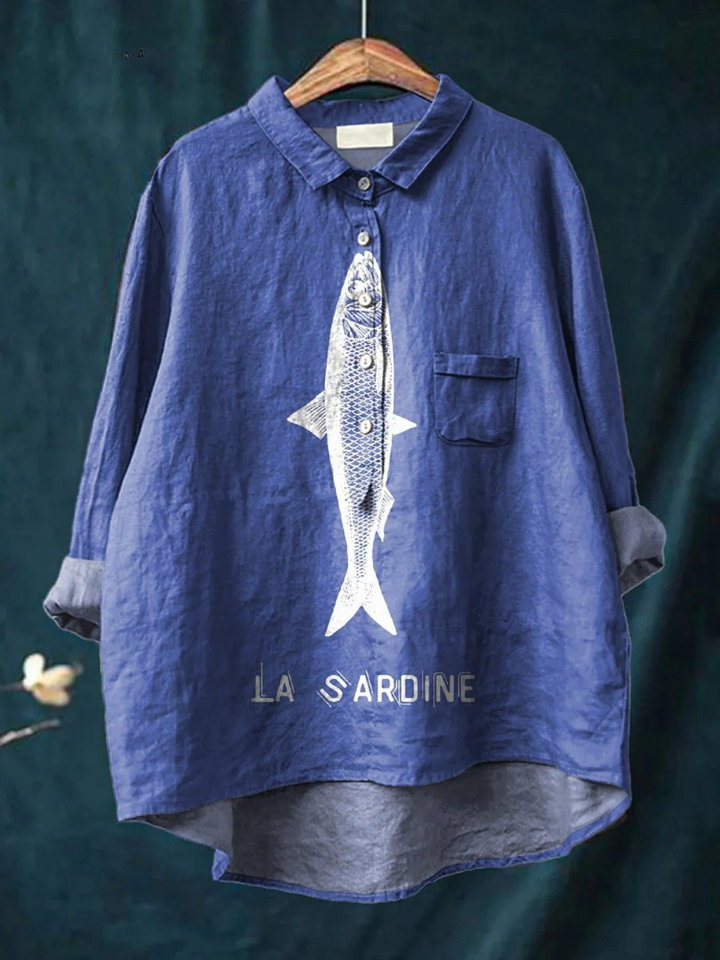 Sophie | Sardine Fish Graphic Printed Women's Casual Shirt