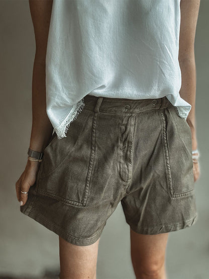 Women's Vintage Wash Utility Pocket Shorts