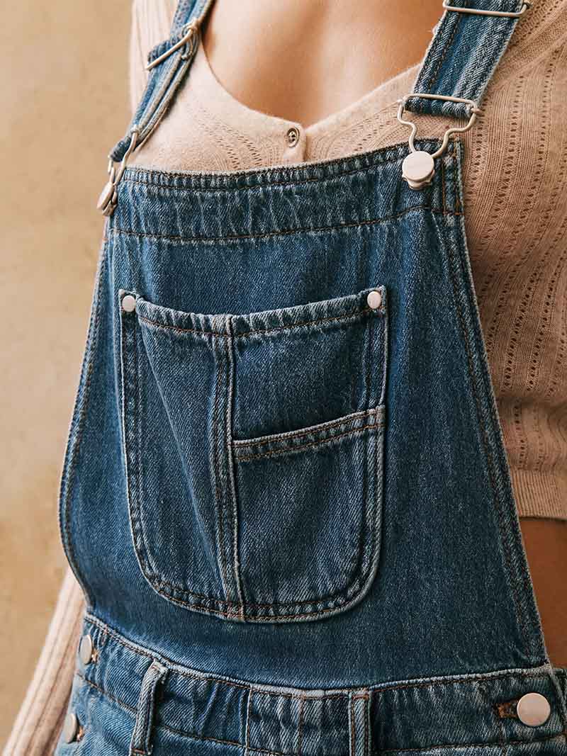 Wide-Leg Denim Overalls