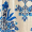 Blue Boho Floral Print Tie Racer Neck Shirred Waist Midi Dress
