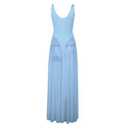 Metal Ring Mesh Long Dress