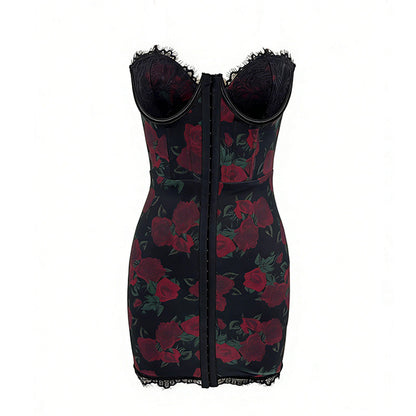 Strapless leopard print bodycon dress