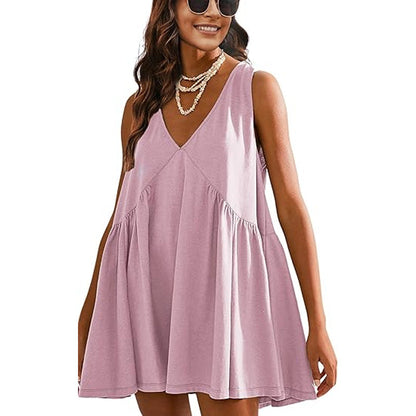 V-Neck Loose-Fit Sleeveless Dress