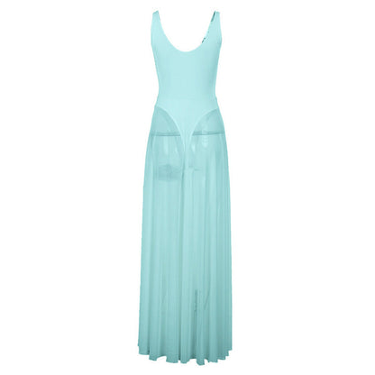 Metal Ring Mesh Long Dress
