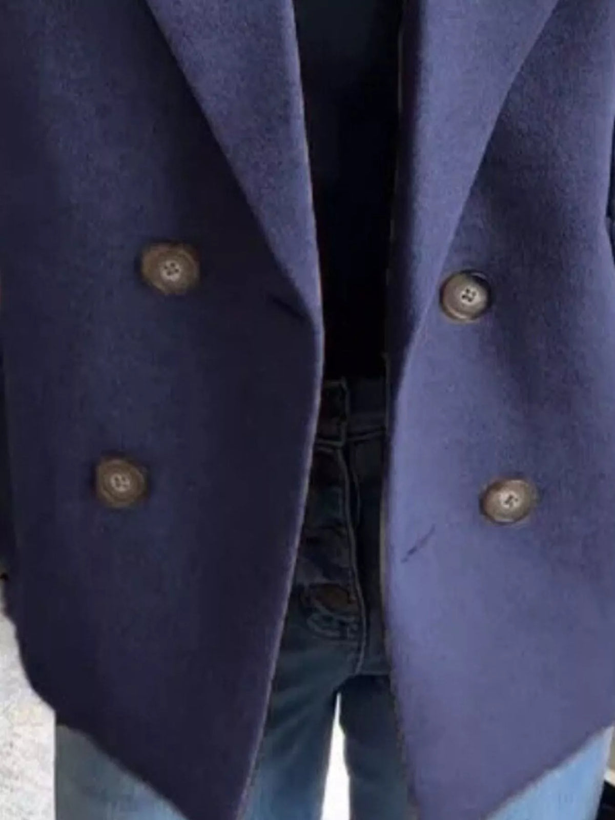 Mid-Length Shawl Collar Overcoat with Buttoned Front