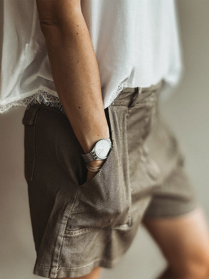 Women's Vintage Wash Utility Pocket Shorts