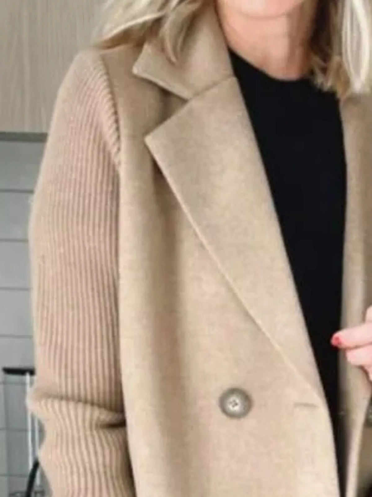 Mid-Length Shawl Collar Overcoat with Buttoned Front